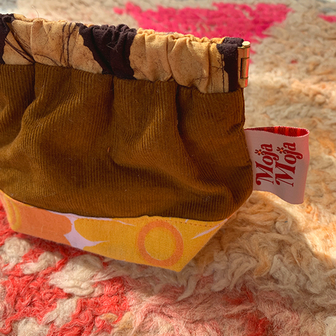 COCO PALM mini makeup pouch(brown & orange)
