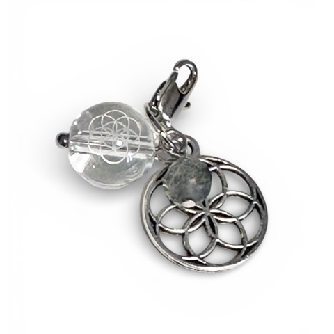 シードオブライフ水晶×ラブラドライト　チャーム