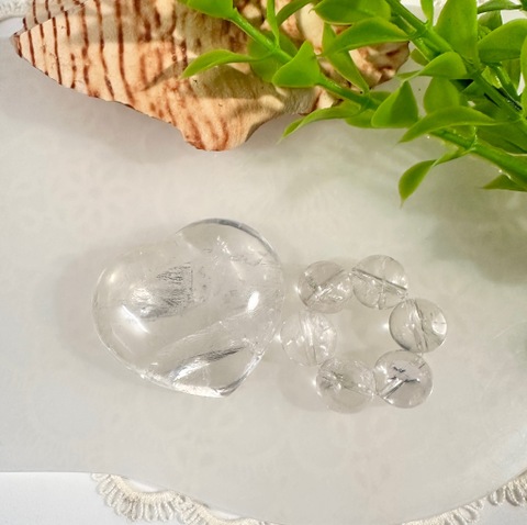 アイリスローズクォーツ6stone’s ＋水晶ぷっくりハートセット