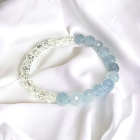 SVブレス　デガスタイプ　  アクアマリン×モロッコ産水晶