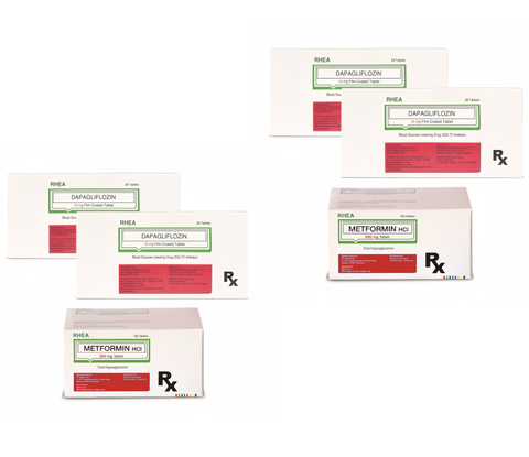 【112日みっちりダイエットセット】DAPAGLIFLOZIN 10mg（ダパグリフロジン・フォシーガ) 4個& Metformin（メトホルミン）500mg 2個