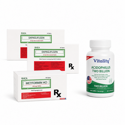 【カンジダ予防サプリ付き】DAPAGLIFLOZIN 10mg（ダパグリフロジン・フォシーガ) 2個& Metformin（メトホルミン）500mg