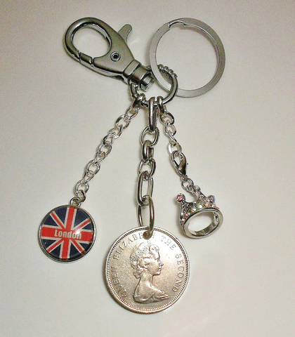 【 Baliwick of Jersey Vintage Coin Keychain 1980】英国ジャージ島ヴィンテージコイン キーチェーン 1980