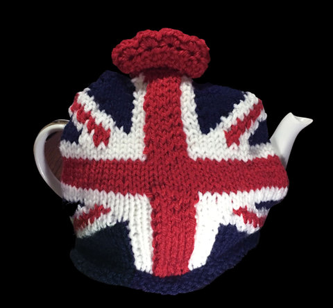 【Union Jack Tea cosy】ユニオンジャック 王冠 手編みニット ティーコージー４（L）⭐️送料無料
