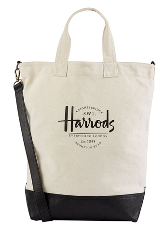 英国直輸入【Harrods Stepney Headquarters Tote Bag】ハロッズ ステップニー 帆布トートバッグ