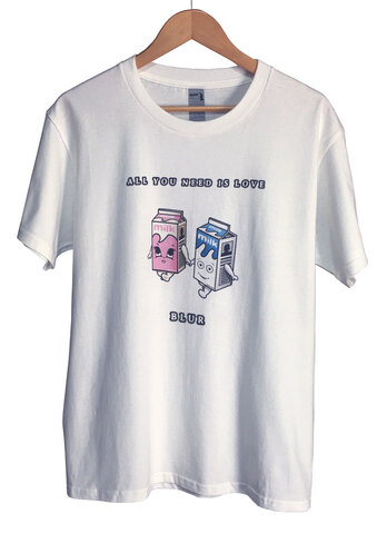 【Blur】ブラー 「コーヒー＆TV ミルク ボーイ＆ガール２」Ｔシャツ（M・L/ホワイト）