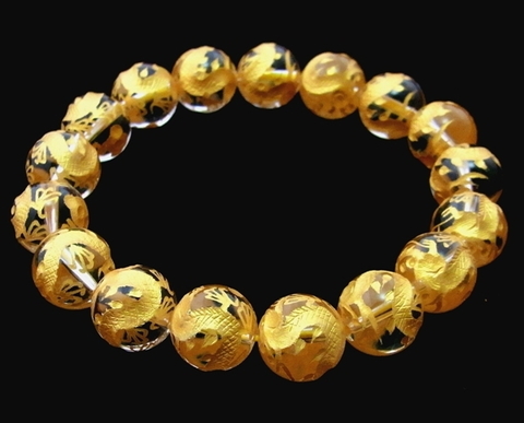 手彫り金龍水晶ブレスレット（14mm球）