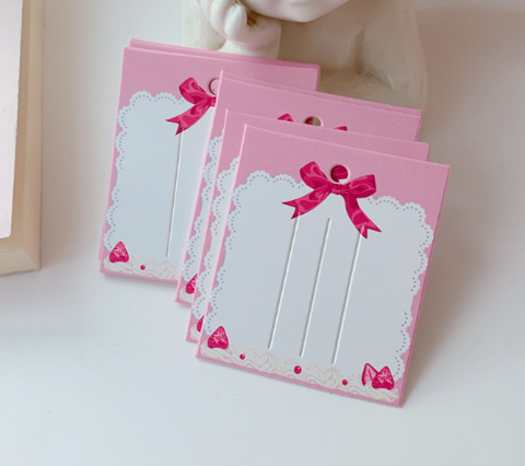 スカラップレース＆いちごクリームピンクリボンヘアアクセサリー用台紙10枚