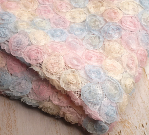 パステルカラー立体ローズレース　7列/90cm