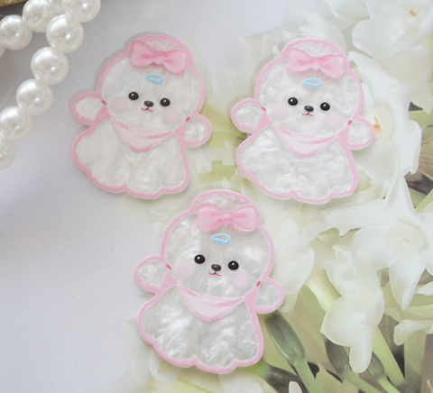 リボン付きプードルフラットプラパーツ