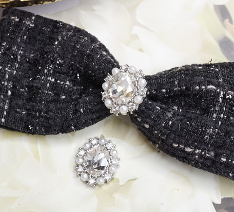 シルバー台クリスタル×パールオーバルセンターパーツ