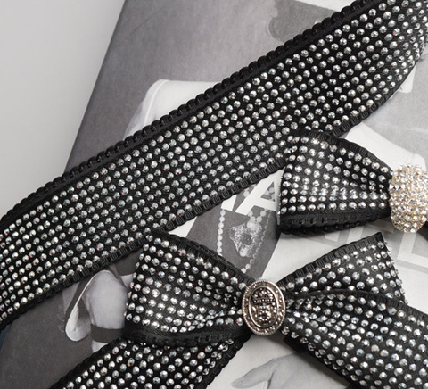 COCOシャインストーンビジュースタッズリボン　4cm/90cm