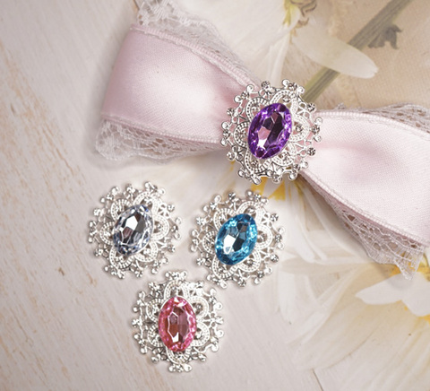 シルバー台ロイヤルオーバルビジューセンターパーツ