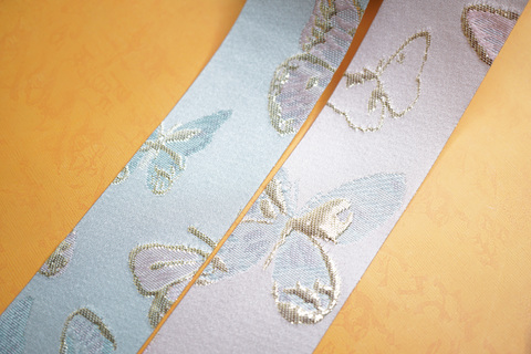 ジャガード着物蝶和柄リボン　3.8cm/90cm