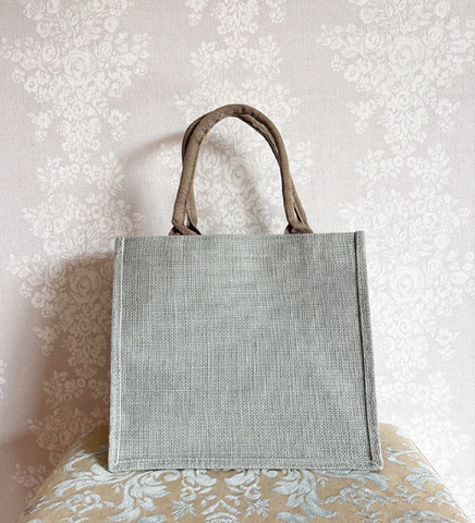 MsRibbon限定スモーキーブルーグレー×グレージュジュートトートバッグ