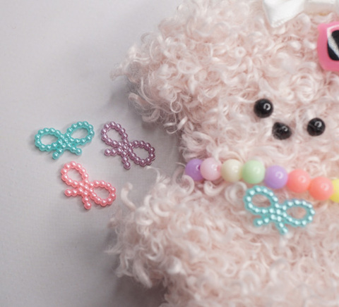 貼りつけリボン型パールパーツ(カラー) 　10個