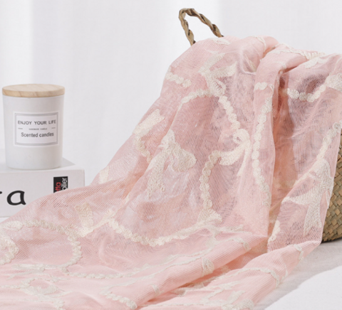 ガーリーリボン刺繍メッシュファブリック　60×45cm　