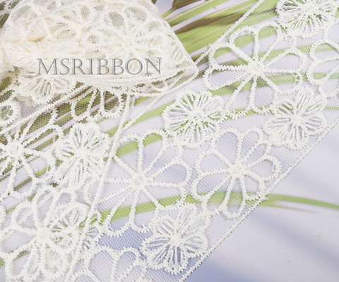 デイジー刺繍レースリボン　7cｍ/90cm