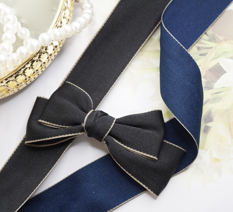 エッジカラーファブリックリボン　3.8cm/90cm