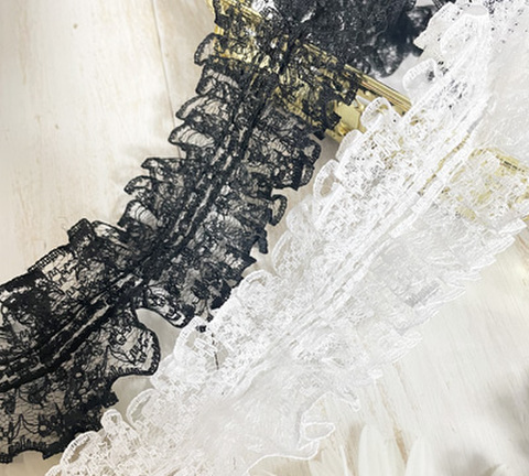 フリルラッセルレースリボン　4cm/90cm