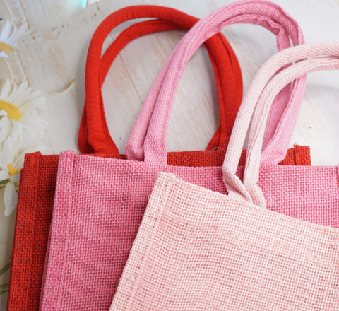 MsRibbon別注ピンク系カラージュートトートバッグ
