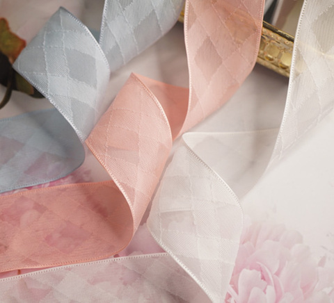 シアーアーガイルチェックファブリックリボン　3.8cｍ/90cm