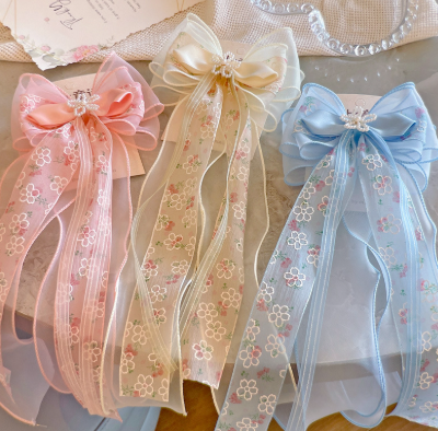 ぷっくり桜柄ファブリックリボン　4cm/90cm