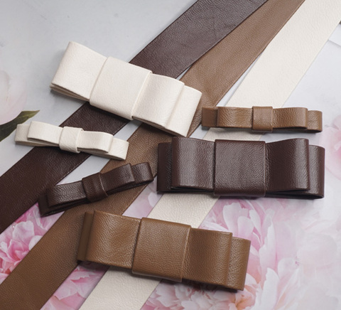 チョコレートカラーフェイクレザーリボン(2サイズ)　90cm