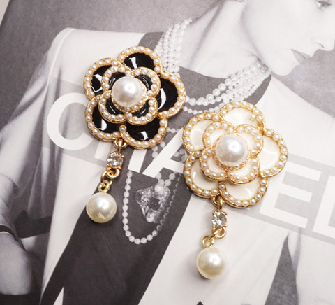 スウィングパール×ストーン付き淵パールカメリアセンターパーツ　