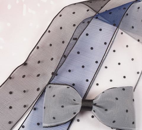 フロッキーminiドットオーガンジーリボン　幅3.8cm/90cm