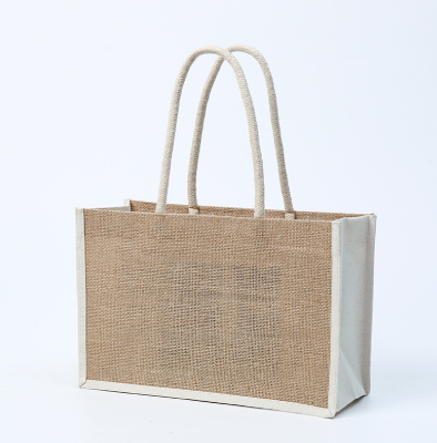 ジュート×側面ナチュラルキャンバスバイカラートートバッグ