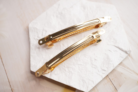 スリムゴールドバレッタ2本セット/ 8cm(6mm)