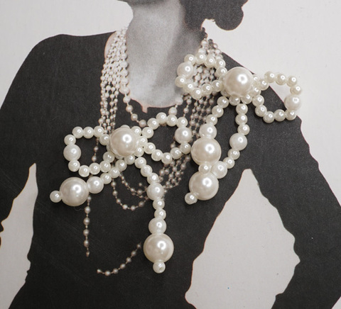 リボン型パールパーツ