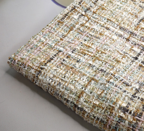 グレーピンクライトブルーライン＆ベージュカラーツイード　10cm