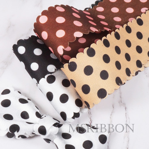 スカラップドット両面ファブリックリボン　38ｍｍ/90cm