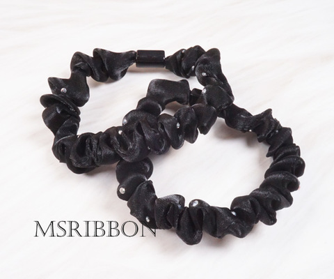 ストーン付きサテンシュシュゴム/2個セット