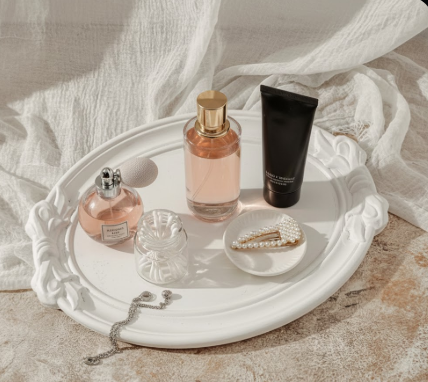 アンティーク風ホワイトリボントレイ