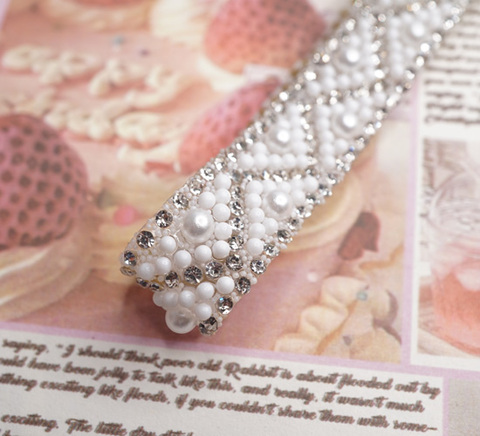 アイロン接着パールストーンウェーブビジューテープ/幅1.4cm　40cm