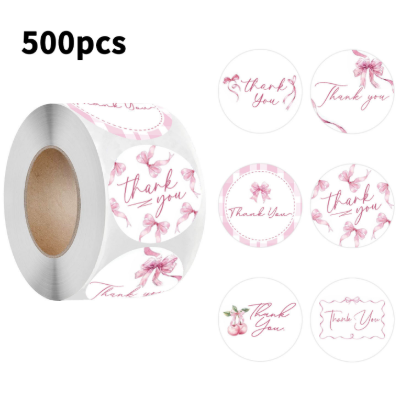 ロールステッカー500枚セット(ThankYouリボン)　