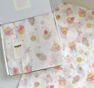 ラッピングペーパー薄紙(スイーツ柄)　50×35cm/10枚