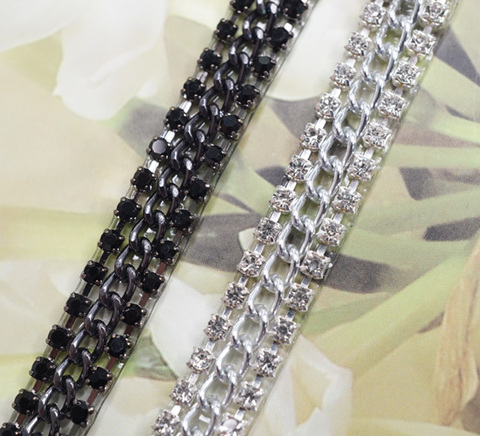 アイロン接着サイドチェーン×ストーンテープ/幅0.8cm　10cm