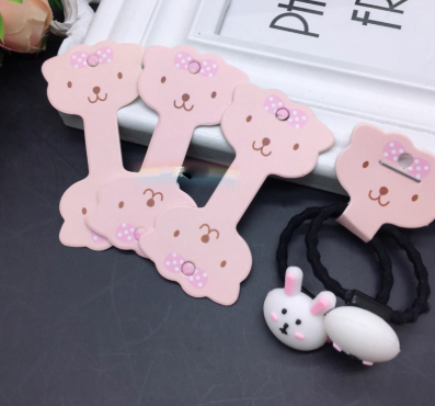 クマリボンデザイン柄シュシュ＆ヘアゴムヘアアクセサリー用台紙10枚