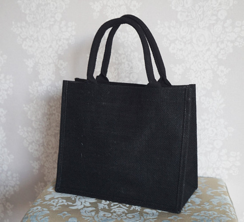 ブラックカラージュートトートバッグ②