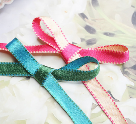 リバーシブルステッチサテンリボン　10ｍｍ/90cm