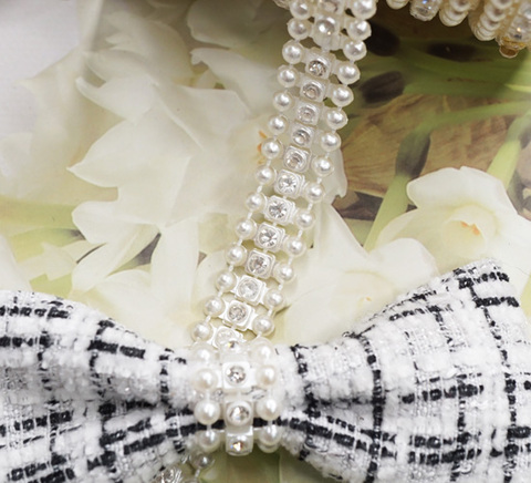 リボンセンター用センターストーン×サイドパールライン　13mm/40cm