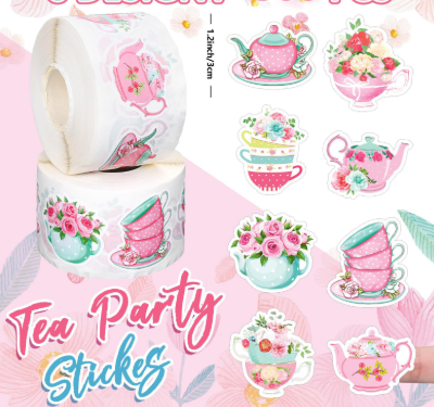 ロールステッカー500枚セット(teaparty)　