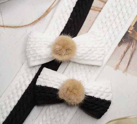 ケーブルニット編みリボン　4cm/90cm