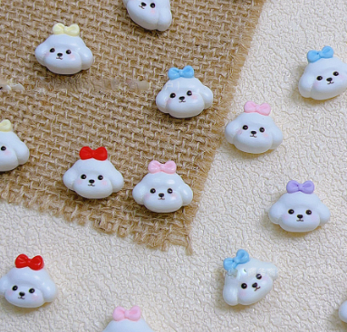 樹脂製りぼん＆マルチーズパーツ