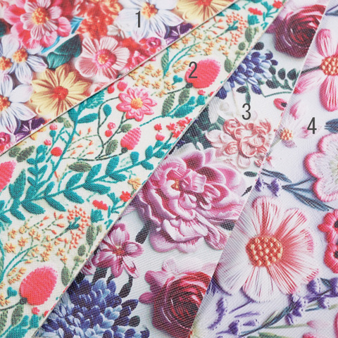 花刺繍柄プリントPVCファブリックシートA4サイズ