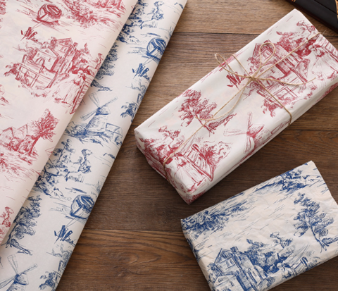 ラッピングペーパー薄紙(トワルドジュイ柄)　50×35cm/10枚